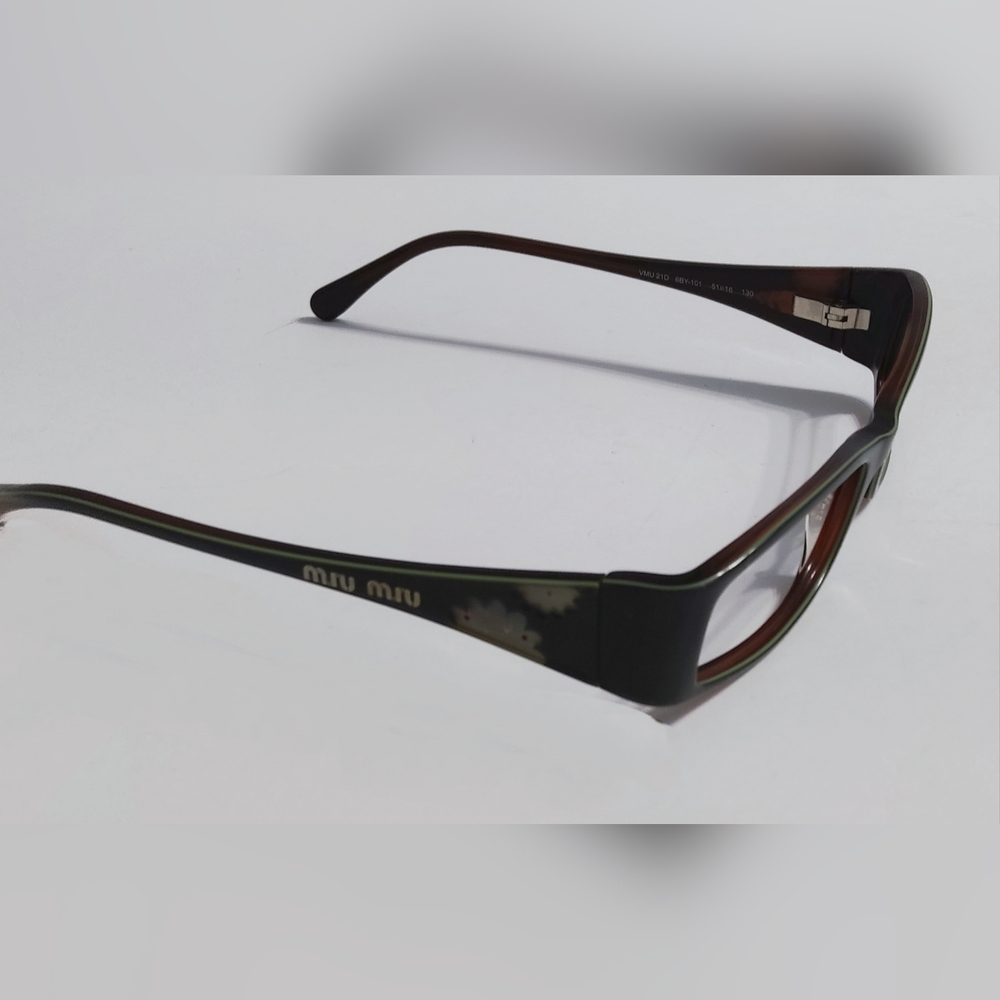 Miu Miu Women's Green and Brown Reading Glasses Frame. 51-16-130. Pre-owned.
